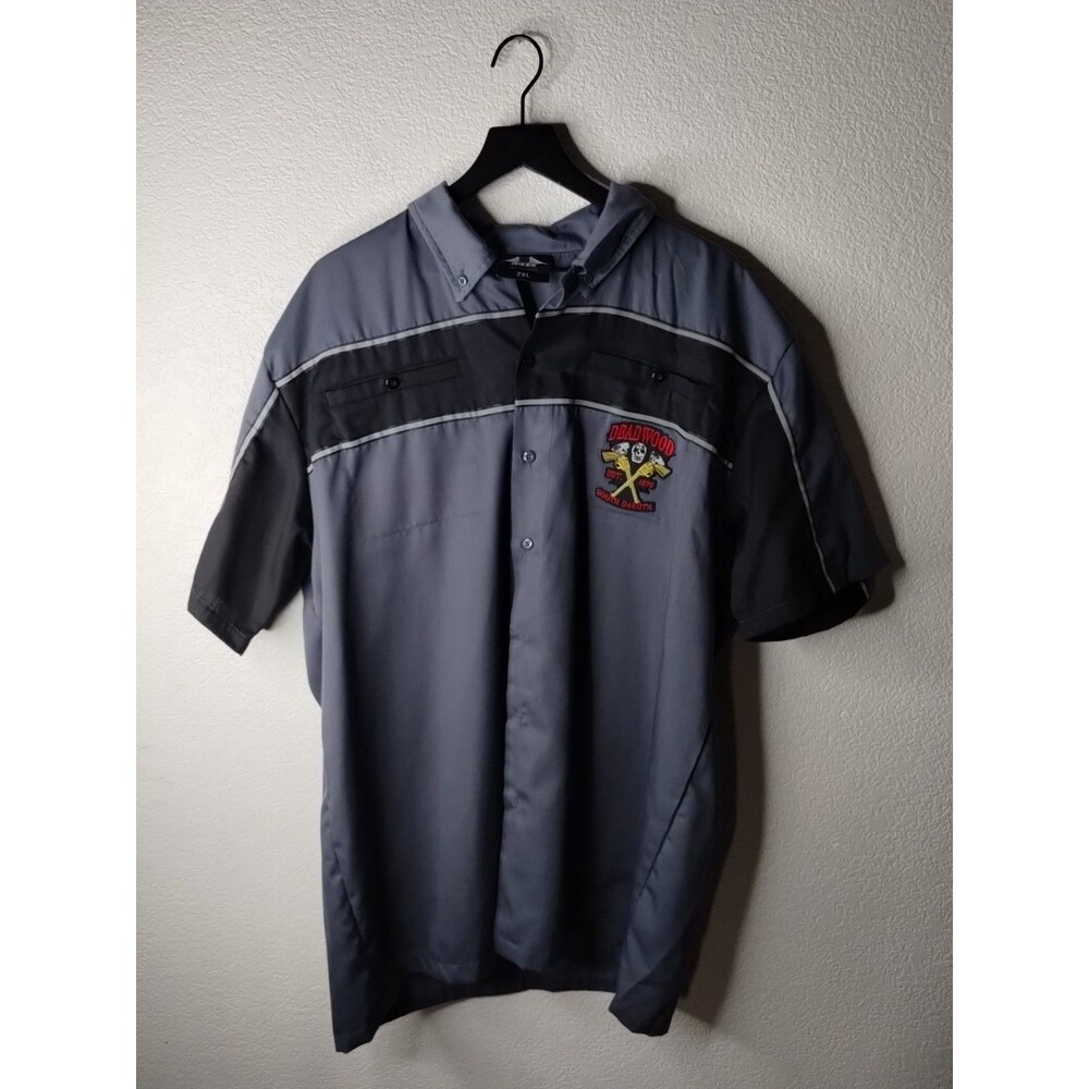 Deadwood South Dakota Embroidered Biker Shirt SZ 2XL
